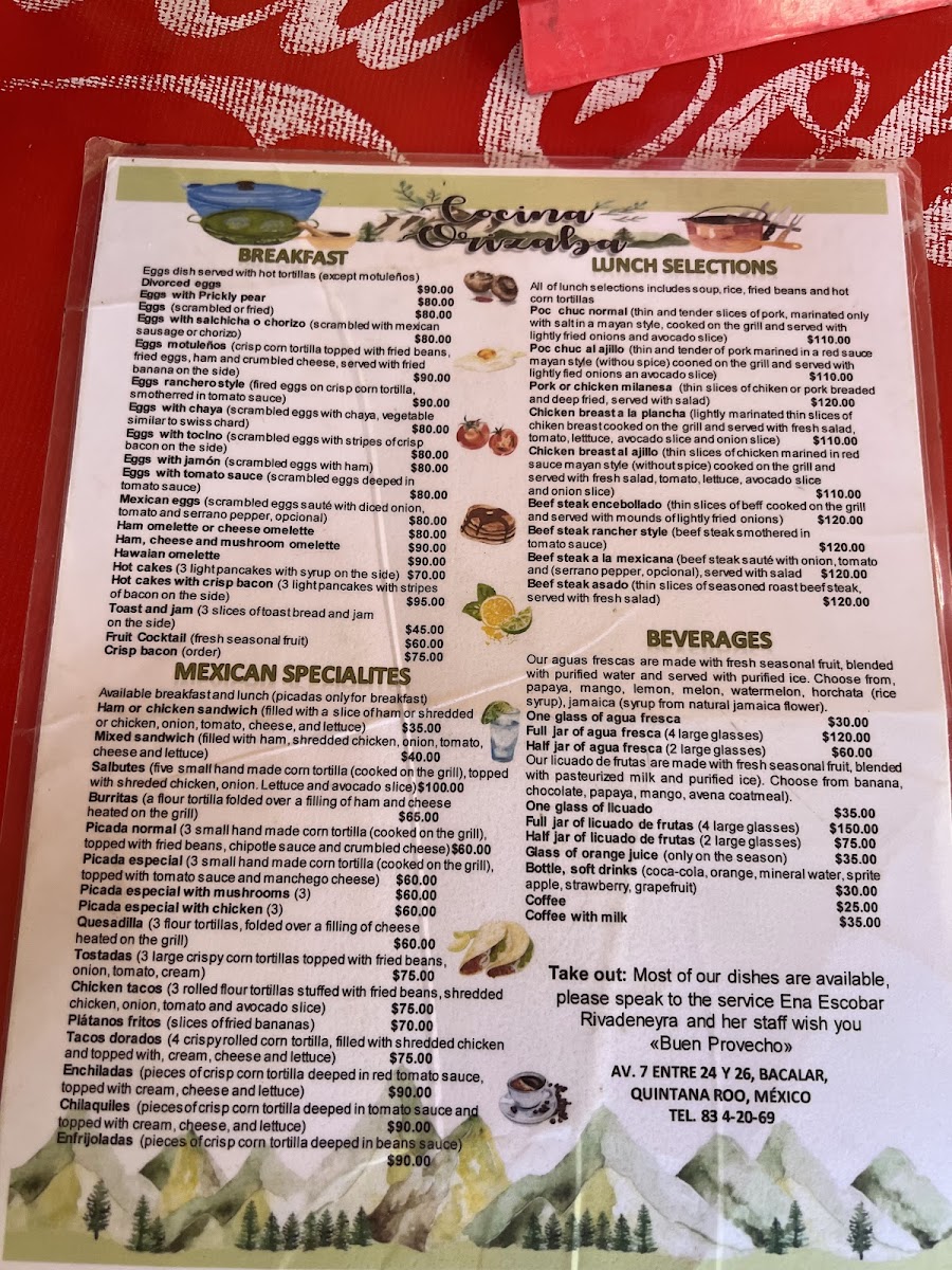 Cocina Orizaba Menu - Image 1